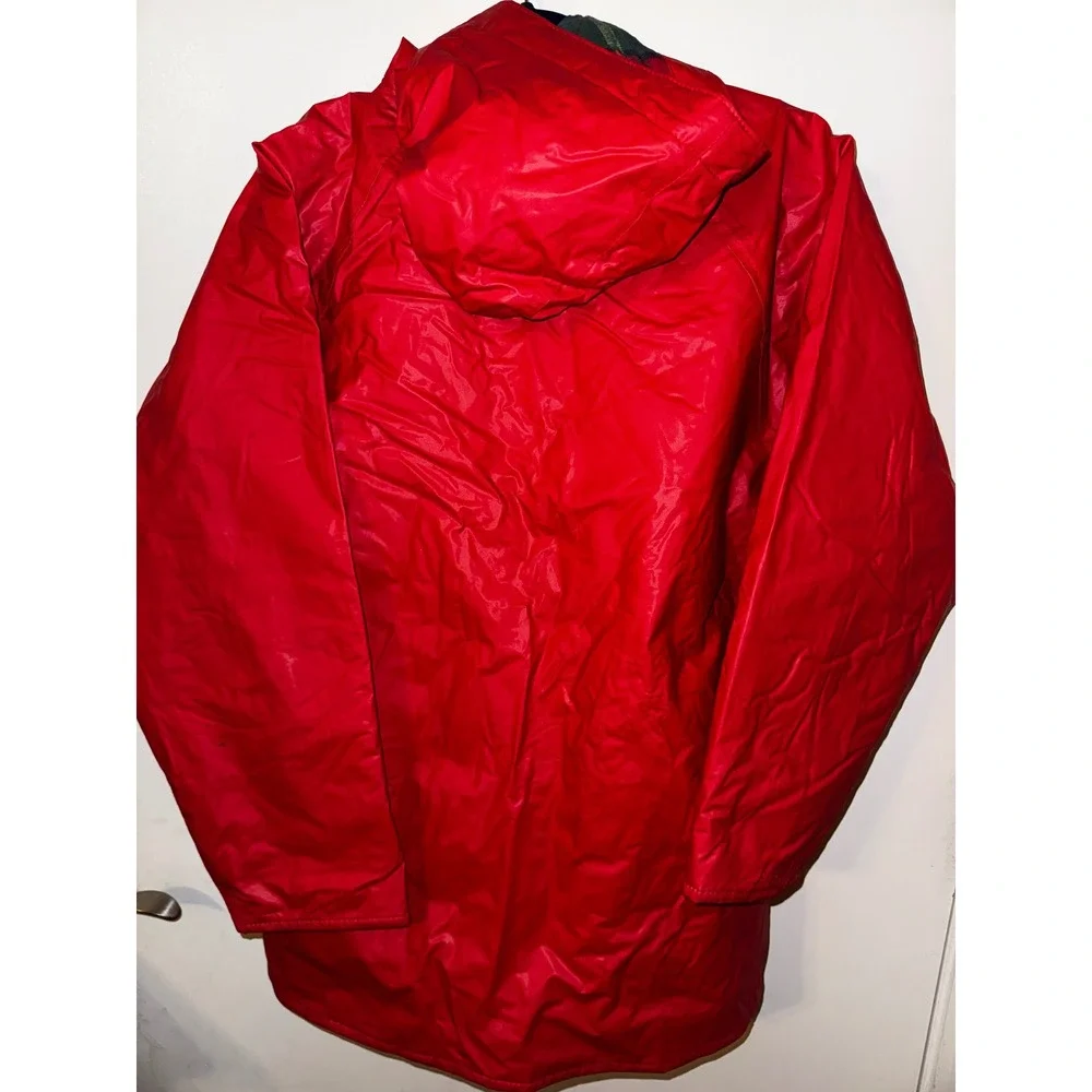 Misty Harbor Red Flannel Lined Raincoat size large vintage Red Slicker - Picture 6 of 7